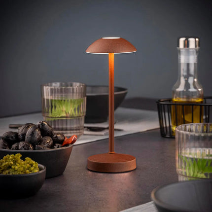 (4 pcs) LED Table Lamp - GGM Gastro ALVA MICRO - Rechargeable - Cordless - 3-step dimmable - Ø80mm - Grid - with Charging Dock