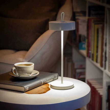 (4 pcs) LED Table Lamp - GGM Gastro CLEO MINI - Rechargeable - Cordless - 3-step dimmable - Ø120mm - Whisper White - with Charging Dock