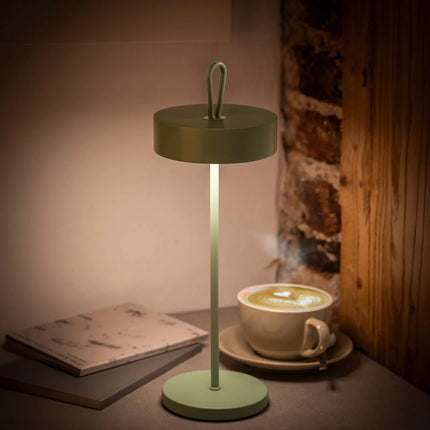 (4 pcs) LED Table Lamp - GGM Gastro CLEO MINI - Rechargeable - Cordless - 3-step dimmable - Ø120mm - Mint - with Charging Dock