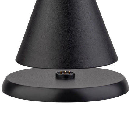 (4 pcs) LED Table Lamp - GGM Gastro CONE MINI - Rechargeable - Cordless - 3-step dimmable - Ø130mm - Black - with Charging Dock