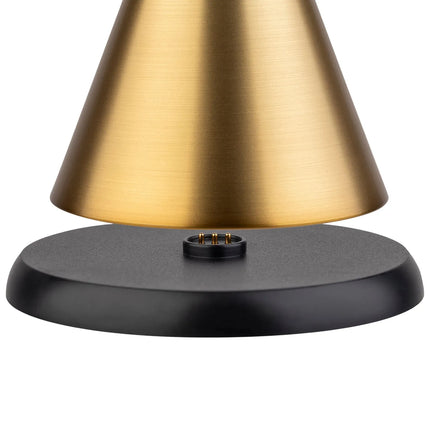 (4 pcs) LED Table Lamp - GGM Gastro CONE MINI - Rechargeable - Cordless - 3-step dimmable - Ø130mm - Gold - with Charging Dock