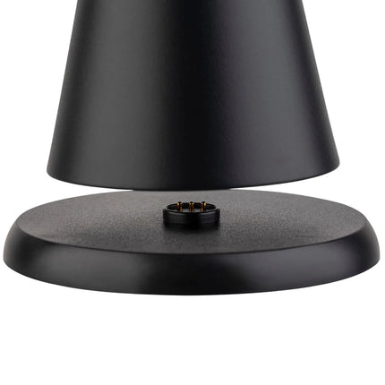 (4 pcs) LED Table Lamp - GGM Gastro CONE - Rechargeable - Cordless - 3-step dimmable - Ø130mm - Black - with Charging Dock