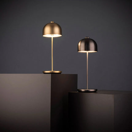 (4 pcs) LED Table Lamp - GGM Gastro JOSEF MINI - Rechargeable - Cordless - 3-step dimmable - Ø110mm - Champagne - with Charging Dock