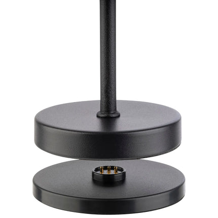 (4 pcs) LED Table Lamp - GGM Gastro MERLE MICRO - Rechargeable - Cordless - 3-step dimmable - Ø80mm - Black - with Charging Dock