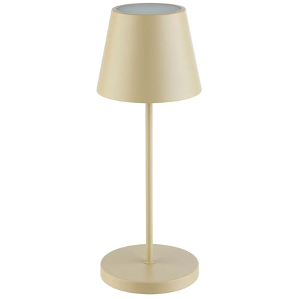(4 pcs) LED Table Lamp - GGM Gastro MERLE MINI - Rechargeable - Cordless - 3-step dimmable - Ø110mm - Sand - with Charging Dock