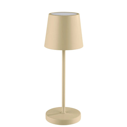 (4 pcs) LED Table Lamp - GGM Gastro MERLE MINI - Rechargeable - Cordless - 3-step dimmable - Ø90mm - Sand - with Charging Dock