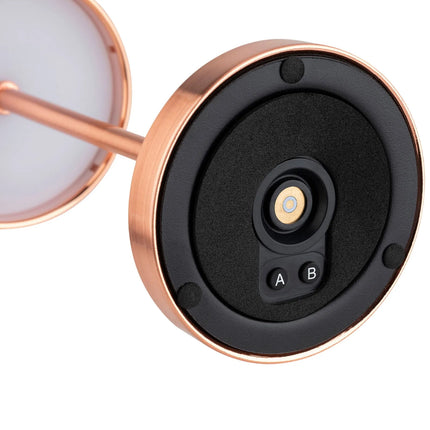 (4 pcs) LED Table Lamp - GGM Gastro MERLE MINI - Rechargeable - Cordless - 3-step dimmable - Ø90mm - Copper - with Charging Dock