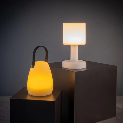 (4 pcs) LED Table Lamp - GGM Gastro NIELS MINI - Rechargeable - Cordless - 3-step dimmable - Ø110mm - White - with Charging Dock