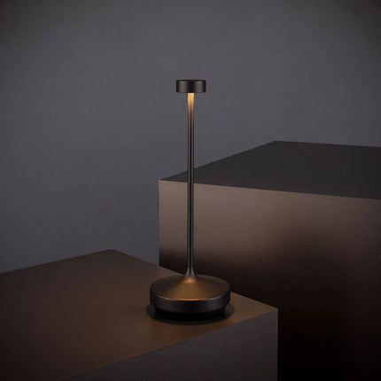 (4 pcs) LED Table Lamp - GGM Gastro NISSRIN MICRO - Rechargeable - Cordless - 3-step dimmable - Ø80mm - Black - with Charging Dock