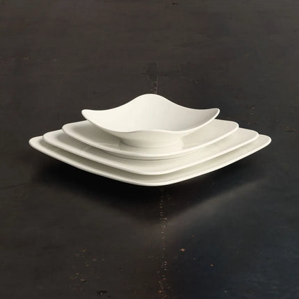 (4 pcs) SELTMANN WEIDEN | Coup plate – Square Dinner Plate – Porcelain – 29 × 29 cm – Cream