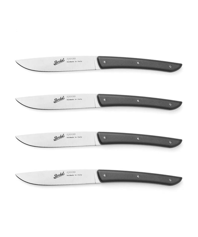 (4 pieces) BERKEL | Steak Knife Set – 110 mm Blade - AISI 420C Stainless - Black Handles