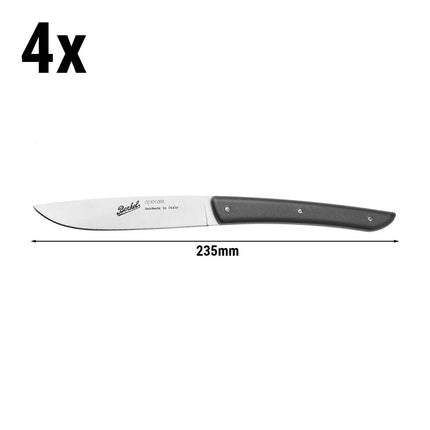 (4 pieces) BERKEL | Steak Knife Set – 110 mm Blade - AISI 420C Stainless - Black Handles