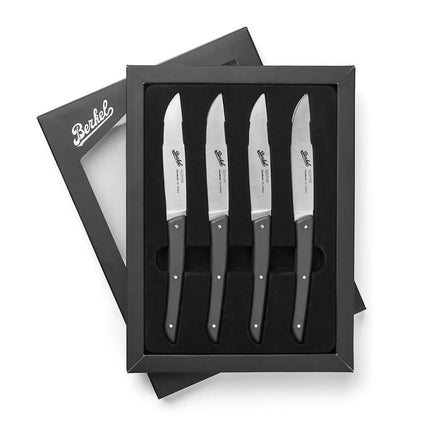 (4 pieces) BERKEL | Steak Knife Set – 110 mm Blade - AISI 420C Stainless - Black Handles