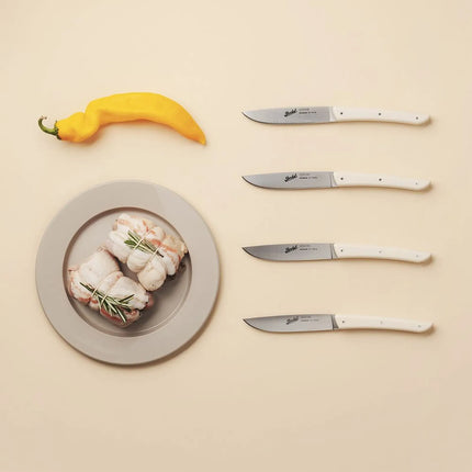 (4 pieces) BERKEL | Steak Knife Set – 110 mm Blade - AISI 420C Stainless - Cream Handles