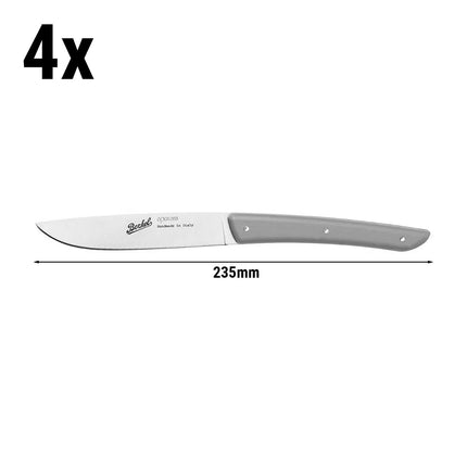 (4 pieces) BERKEL | Steak Knife Set – 110 mm Blade - AISI 420C Stainless - Grey Handles