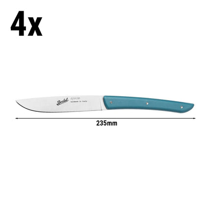 (4 pieces) BERKEL | Steak Knife Set – 110 mm Blade - AISI 420C Stainless - Petrol Blue Handles