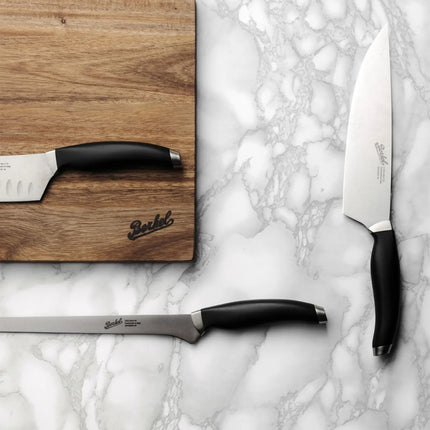 (4 pieces) BERKEL | Teknica Professional Chef Knife Set – Black Resin Handles – 3 mm Steel Blades