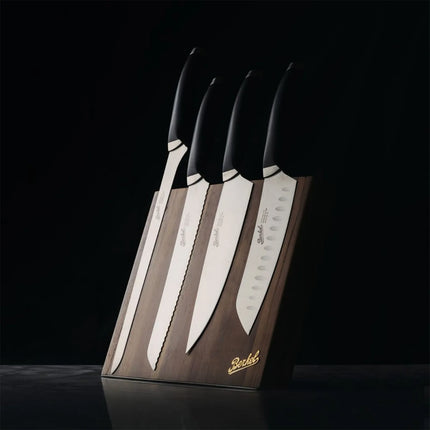 (4 pieces) BERKEL | Teknica Professional Chef Knife Set – Black Resin Handles – 3 mm Steel Blades