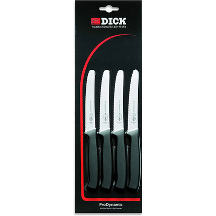(4 pieces) F. DICK | Bread knife set – 12 cm blade - micro-serrated - black handle - ProDynamic