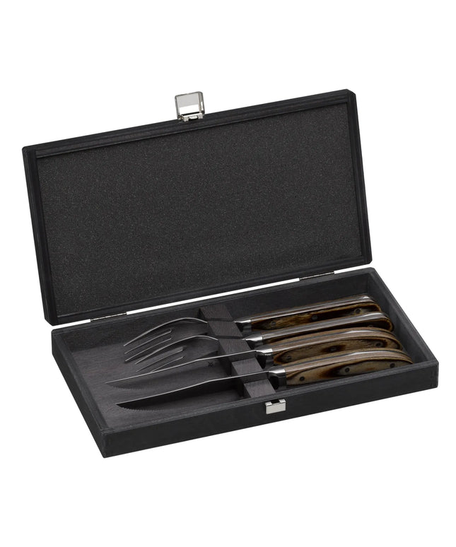 (4 pieces) WMF | RODEO Steak Knife & Fork Set – wood-effect handles - dishwasher-safe