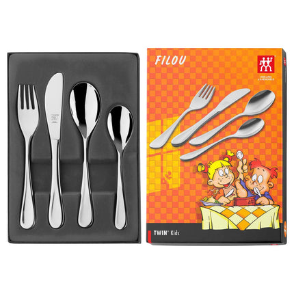 (4 pieces) ZWILLING | FILOU Children's Cutlery Set – Stainless Steel - Rounded Edges - Age 3+