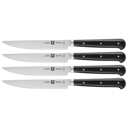 (4 pieces) ZWILLING | Steak Knife Set – Serrated Edge - Black Handle - Stainless Steel
