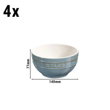 (4) STAUB| Ceramic Bowls Set – Antique Turquoise - Ø 140 mm