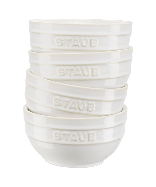 (4) STAUB| Ceramic Bowls Set – Ivory White - Ø 120 mm - Antique Glaze