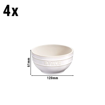 (4) STAUB| Ceramic Bowls Set – Ivory White - Ø 120 mm - Antique Glaze