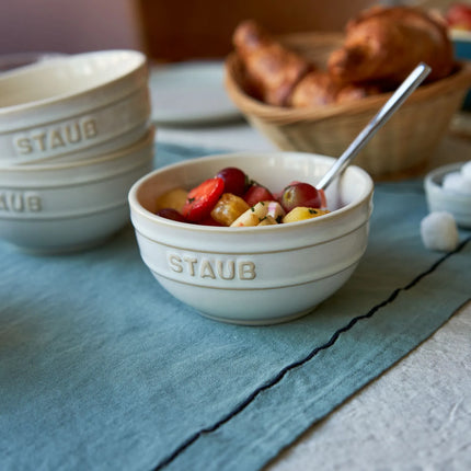 (4) STAUB| Ceramic Bowls Set – Ivory White - Ø 120 mm - Antique Glaze