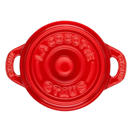 (4) STAUB| Ceramic Mini Cocotte Set, Round – Cherry Red - Ø 100 mm - 0.20 L Each