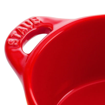 (4) STAUB| Ceramic Mini Cocotte Set, Round – Cherry Red - Ø 100 mm - 0.20 L Each