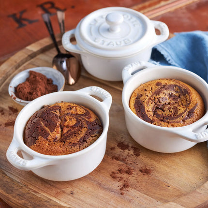 (4) STAUB| Ceramic Mini Cocotte Set, Round – Ivory White - Ø 100 mm - 0.20 L Each