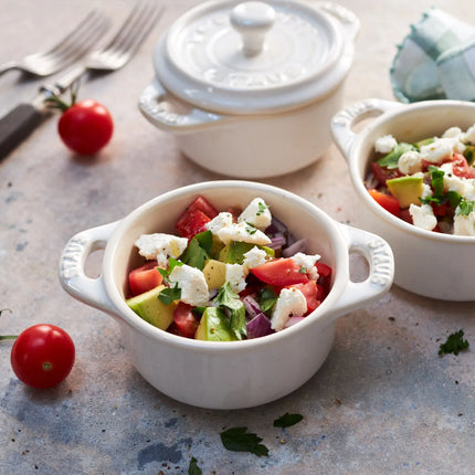 (4) STAUB| Ceramic Mini Cocotte Set, Round – Ivory White - Ø 100 mm - 0.20 L Each
