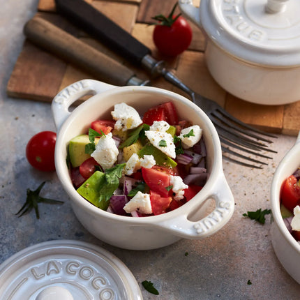(4) STAUB| Ceramic Mini Cocotte Set, Round – Ivory White - Ø 100 mm - 0.20 L Each