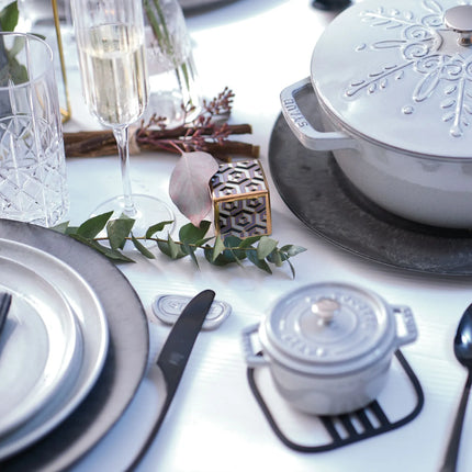 (4) STAUB | Dining Line Ceramic Knife Rest Set – 4-Piece - White Truffle
