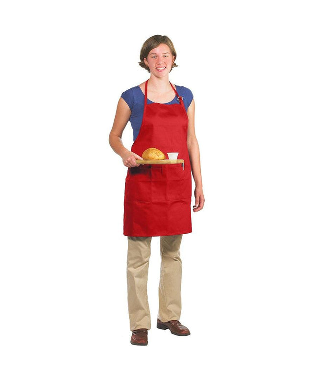 Tạp dề yếm dài vải poly-cotton có thể tùy chỉnh Chef Revival đỏ, 1 túi