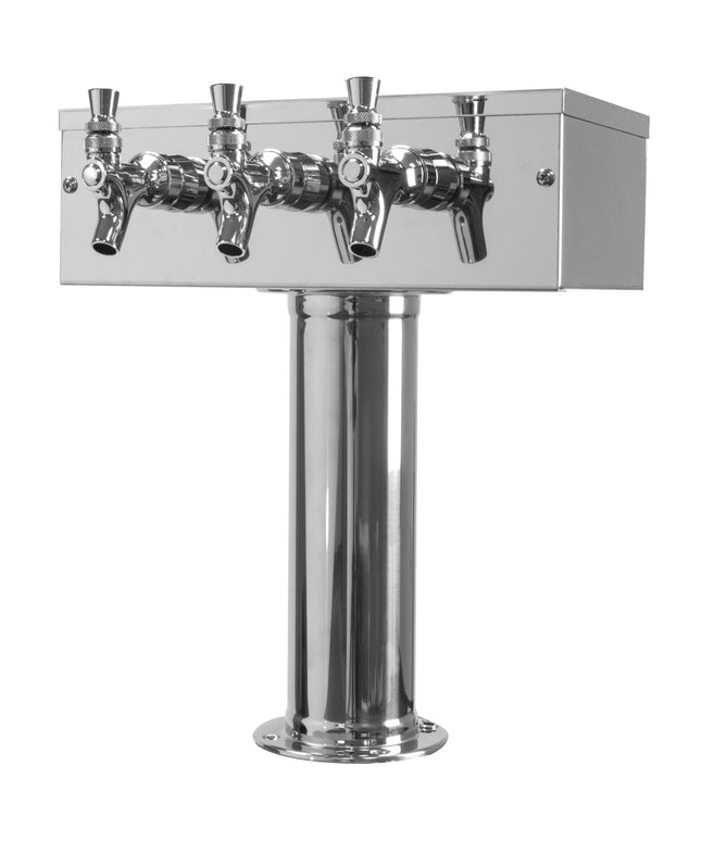 Tháp bia 3 vòi kiểu chữ T thép không gỉ Micro Matic D7743PSS, cột 7,6 cm