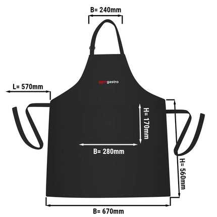 (5 pcs) Bistro Apron - Black - with GGM Gastro logo - W x H: 67x84cm