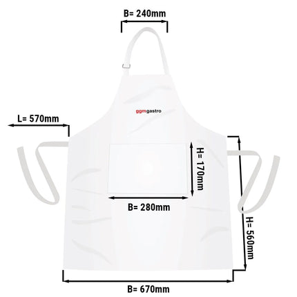 (5 pcs) Bistro Apron - White - with GGM Gastro logo - W x H: 67x84cm