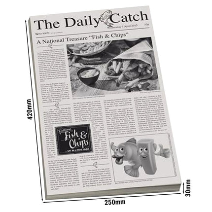(500 pieces) Greaseproof wrapping paper - GGM Gastro SNACKHOLDER - 420 x 250 mm - newspaper print design