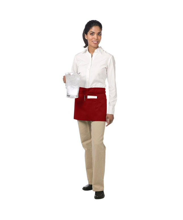 Tạp dề nửa thân vải poly-cotton có thể tùy chỉnh Chef Revival đỏ, 3 túi