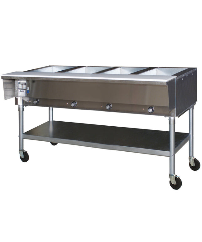 Bàn giữ nóng thức ăn di động Eagle Group SPDHT4 bốn khay toàn inox - Giếng hở, 120V