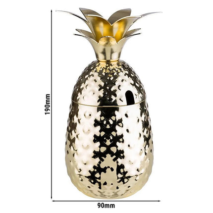 (6 pcs) Coffee Mug GGM Gastro PINEAPPLE - 500ml - Gold - with Lid