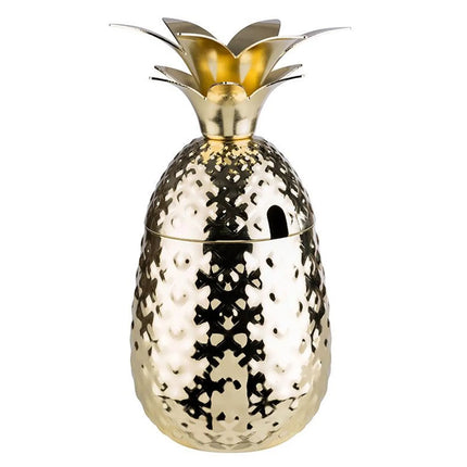 (6 pcs) Coffee Mug GGM Gastro PINEAPPLE - 500ml - Gold - with Lid