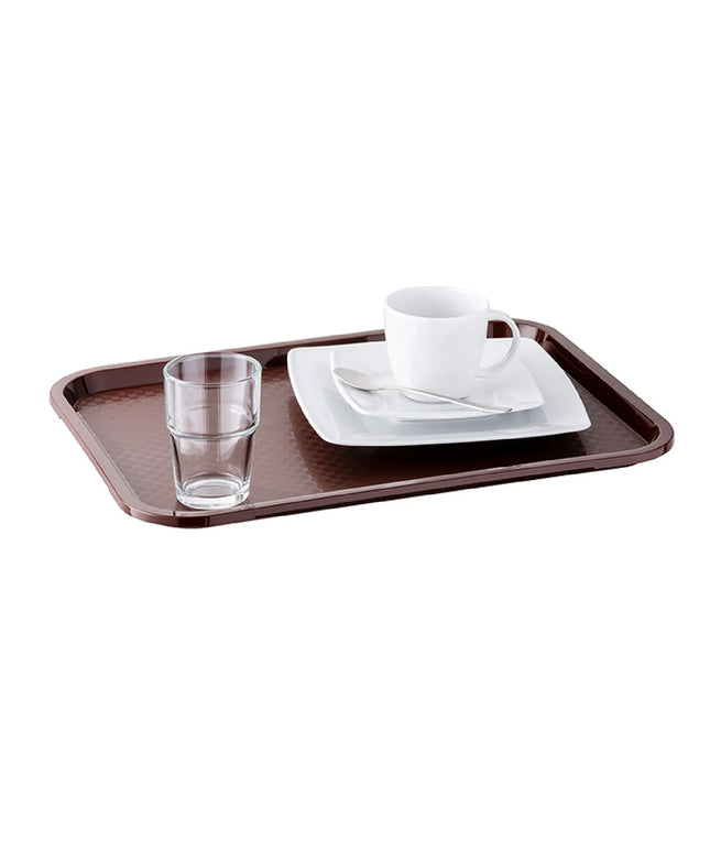 (6 pcs) GGM Gastro FAST FOOD Tray - FAST FOOD - Polypropylene - 410x305mm - Height: 25mm - Brown - non-slip surface