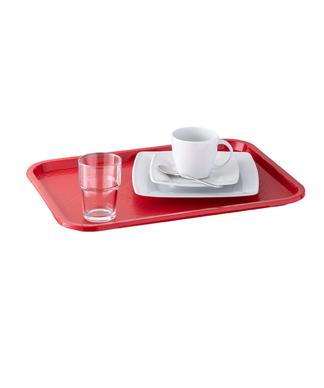 (6 pcs) GGM Gastro FAST FOOD Tray - FAST FOOD - Polypropylene - 410x305mm - Height: 25mm - Red - non-slip surface