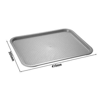(6 pcs) GGM Gastro FAST FOOD Tray - FAST FOOD - Polypropylene - 410x305mm - Height: 25mm - Grey - non-slip surface