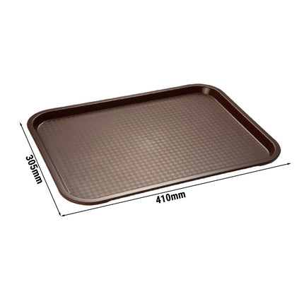 (6 pcs) GGM Gastro FAST FOOD Tray - FAST FOOD - Polypropylene - 410x305mm - Height: 25mm - Brown - non-slip surface
