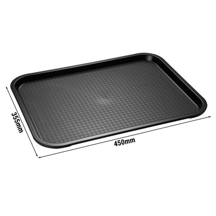 (6 pcs) GGM Gastro FAST FOOD Tray - FAST FOOD - Polypropylene - 450x355mm - Height: 25mm - Black - non-slip surface